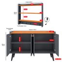 Ver imagem 7 de Kit Sala Jantar Aparador Buffet Kiev Armário Parede Amélia Suspenso Prateleiras - Cinza/cinamomo