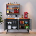 Ver imagem 4 de Kit Sala Jantar Aparador Buffet Kiev Armário Parede Amélia Suspenso Prateleiras - Cinza/cinamomo
