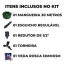Ver imagem 2 de Mangueira De Jardim 30m Metros Reforçada Trançada + Torneira + Fita Veda Rosca | Ledmang