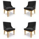 Ver imagem 1 de Kit 4 Cadeiras Decorativas Sala de Jantar Base Fixa de Madeira Firenze Veludo Preto/Castanho G19 - G
