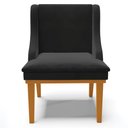 Ver imagem 7 de Kit 4 Cadeiras Decorativas Sala de Jantar Base Fixa de Madeira Firenze Veludo Preto/Castanho G19 - G
