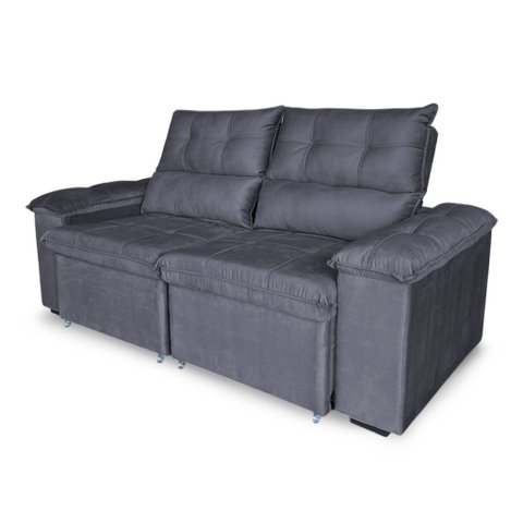 Sofá Retrátil e Reclinável 2 Lugares Verona 1,50m- Élpis Móveis - Veludo Cinza