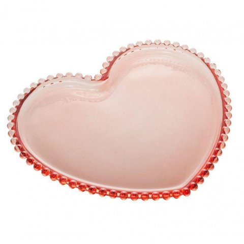 Prato Sousplat Cristal Coração Pearl 30 Cm Rosa - Wolff