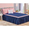 Kit Colcha Cama Casal Azul Marinho 5 Peças com Almofada Decorativa Bordada - 1