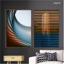 Ver imagem 1 de Kit 02 Quadros Abstrato Moderno Persiana Espiral Azul e Laranja Abg016 Tela Canvas 40x60cm Cada