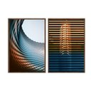 Ver imagem 2 de Kit 02 Quadros Abstrato Moderno Persiana Espiral Azul e Laranja Abg016 Tela Canvas 40x60cm Cada