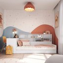 Ver imagem 3 de Cama de Solteiro com Escrivaninha e Estante C/cantos Arrendondados Linha Infanto Completa Móveis