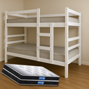 Ver imagem 1 de Beliche com Colchão Macio Confortável D20 Escada e Proteção Inclusa 100% Mdf Vira 2 Camas Cor:branco