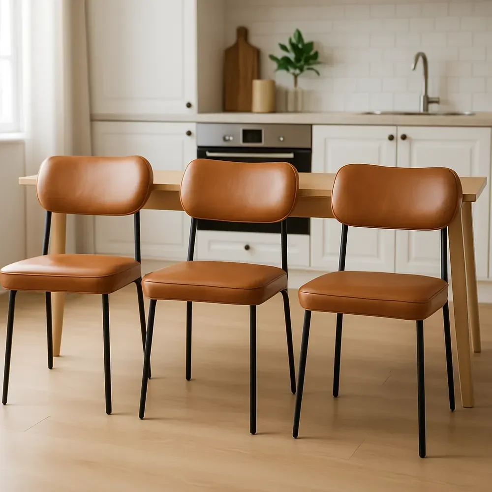 Kit 3 Cadeira Lavínia Bouclê para Sala de Jantar Gourmet:amarula/aço Preto - 1