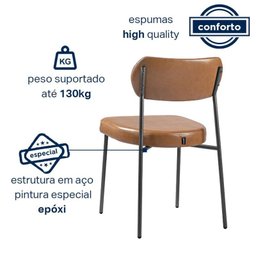 Kit 3 Cadeira Lavínia Bouclê para Sala de Jantar Gourmet:amarula/aço Preto - 5