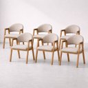 Ver imagem 1 de Kit 6 Cadeiras de Jantar Allegra Madeira Maciça Estofada Tecido p/ Sala Confortavel Moderna:Linho Be