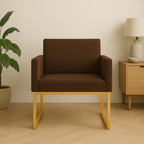Poltrona Decorativa Reforçada para Recepção e Sala de Espera Marrom