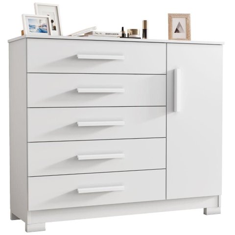 Cômoda Pietra Branco 1 Porta 5 Gavetas Jcm Movelaria