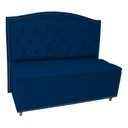 Ver imagem 1 de Kit Cabeceira e Calçadeira com Baú 160 Cm Queen Casal Diana Suede Azul Marinho - Fina Mobília