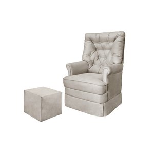 Poltrona Amamentação Balanço + Puff Alana Suede Bege