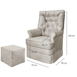 Poltrona Amamentação Balanço + Puff Alana Suede Bege - 3