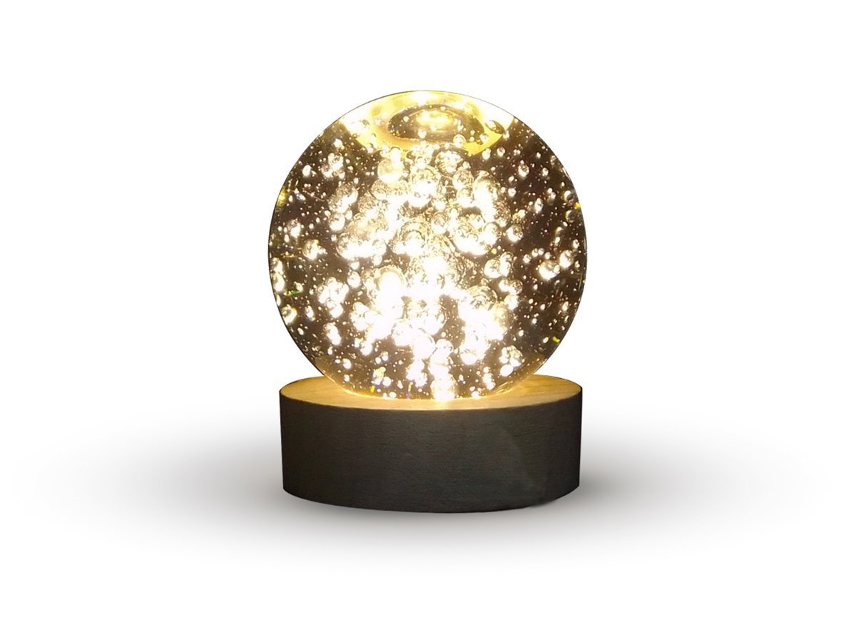 Luminária Abajur Globo Bolhas Led Usb Enfeite Decorativo Esfera de Vidro 3d com Led