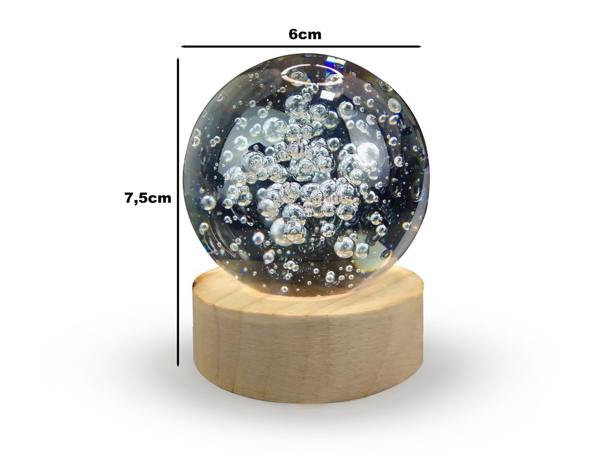 Luminária Abajur Globo Bolhas Led Usb Enfeite Decorativo Esfera de Vidro 3d com Led - 3