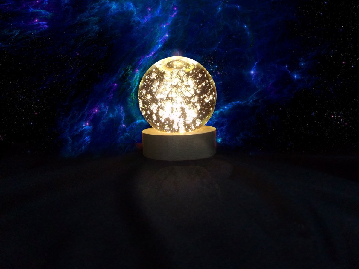 Luminária Abajur Globo Bolhas Led Usb Enfeite Decorativo Esfera de Vidro 3d com Led - 6