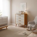 Ver imagem 1 de Comoda Gaveteiro Infantil Isis 4 Gavetas Areia Fosco/ Savana Pés Retrô P/ Quarto de Bebê - Reller