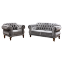 Ver imagem 1 de Conjunto Sofá Namoradeira Elisabeth Chesterfield Capitone Suede Cinza Decorativa / Sala, Tv, Estar, 
