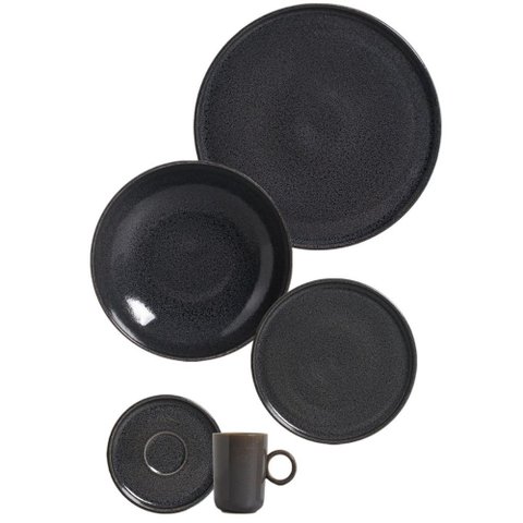 Aparelho de Jantar 30 Peças Cerâmica Porto Brasil Basic Pratos Xícaras Café com Pires Completo