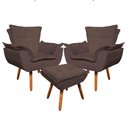 Ver imagem 3 de Kit 02 Poltronas Opala com 01 Puff Opala Suede Marrom