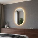 Ver imagem 2 de Espelho Oval Orgânico Led Iluminado 75x50cm Touch Screen - Led Quente 3000k