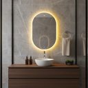 Ver imagem 1 de Espelho Oval Orgânico Led Iluminado 75x50cm Touch Screen - Led Quente 3000k