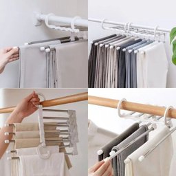 Cabide Inox para Calças Retrátil Multifuncional C/ 5 Divisórias - 7