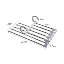 Cabide Inox para Calças Retrátil Multifuncional C/ 5 Divisórias - 9