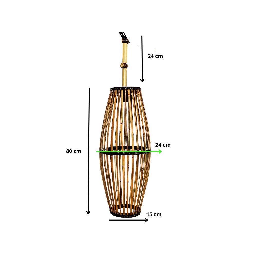 Luminária Artesanal de Casca de Bambu 80cm Nc Caieiras - 3
