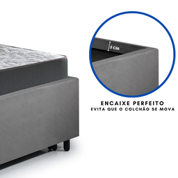 Bicama Box Solteiro 88x188 Suede com Dois Colchões de Espuma Dual Firm Ecoflex - 7