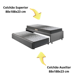 Bicama Box Solteiro 88x188 Suede com Dois Colchões de Espuma Dual Firm Ecoflex - 8