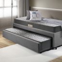 Ver imagem 3 de Bicama Box Solteiro 88x188 Suede com Dois Colchões de Espuma Dual Firm Ecoflex