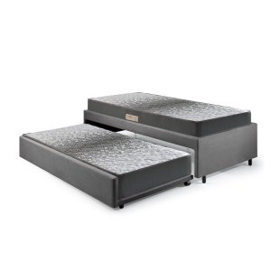 Bicama Box Solteiro 88x188 Suede com Dois Colchões de Espuma Dual Firm Ecoflex