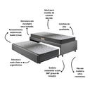 Ver imagem 4 de Bicama Box Solteiro 88x188 Suede com Dois Colchões de Espuma Dual Firm Ecoflex