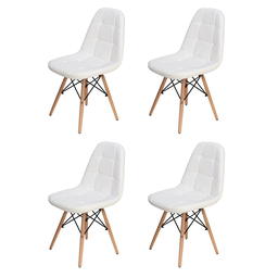 Kit 4 Cadeiras Charles Eames Botonê Eiffel Estofada Preta Branca Bege - 1 Kit 4 Cadeiras Charles Eames Botonê Eiffel Estofada Preta Branca Bege - 1