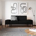 Ver imagem 1 de Sofá 2 Lugares e 2 Puffs em Linho Boreal com Mola Ensacada CabeCasa MadeiraOriginals