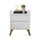 Ver imagem 4 de Jogo 2 Mesas de Canto Apoio Lateral Moderna Criado Organizador Branco Madeira C/ Gavetas Corrediças