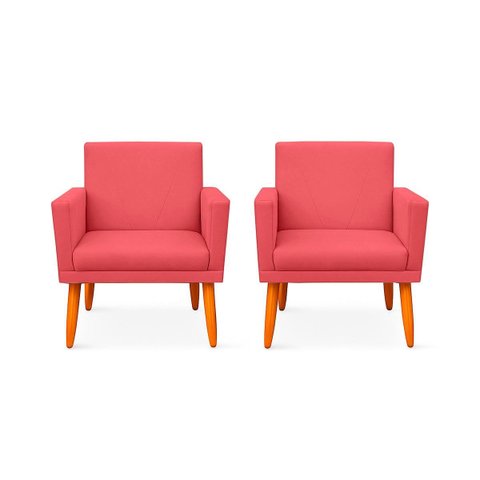 Kit 2 Poltrona Cadeira para Sala Confortável e Minimalista Paris em Suede