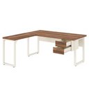 Ver imagem 4 de Mesa em L Pé Quadro (Mesa 1,70m + Mesa Auxiliar) c/ Gavetas Workstart - Nogal Sevilha/Champanhe