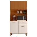 Ver imagem 1 de Kit Cozinha 4 Portas 1 Gaveta 90x188 cm New Izis Freijo Ripado Off Acetinado Poliman