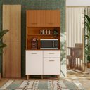 Ver imagem 3 de Kit Cozinha 4 Portas 1 Gaveta 90x188 cm New Izis Freijo Ripado Off Acetinado Poliman