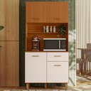 Ver imagem 2 de Kit Cozinha 4 Portas 1 Gaveta 90x188 cm New Izis Freijo Ripado Off Acetinado Poliman