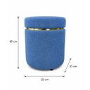 Ver imagem 3 de Puff com Cinta Dourada Superior Azul Tecido Linho
