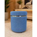 Ver imagem 1 de Puff com Cinta Dourada Superior Azul Tecido Linho
