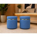 Ver imagem 4 de Puff com Cinta Dourada Superior Azul Tecido Linho