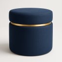 Ver imagem 2 de Puff com Cinta Dourada Superior Azul Tecido Linho