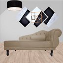 Ver imagem 3 de Recamier Decorativo Divã Larissa Lado Esquerdo Suede Capuccino Pés Madeira Ms Decor
